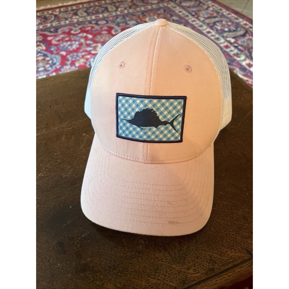 Columbia Hat Cap Trucker Snap Back Pink White PFG Marlin Fishing Angler Outdoor
